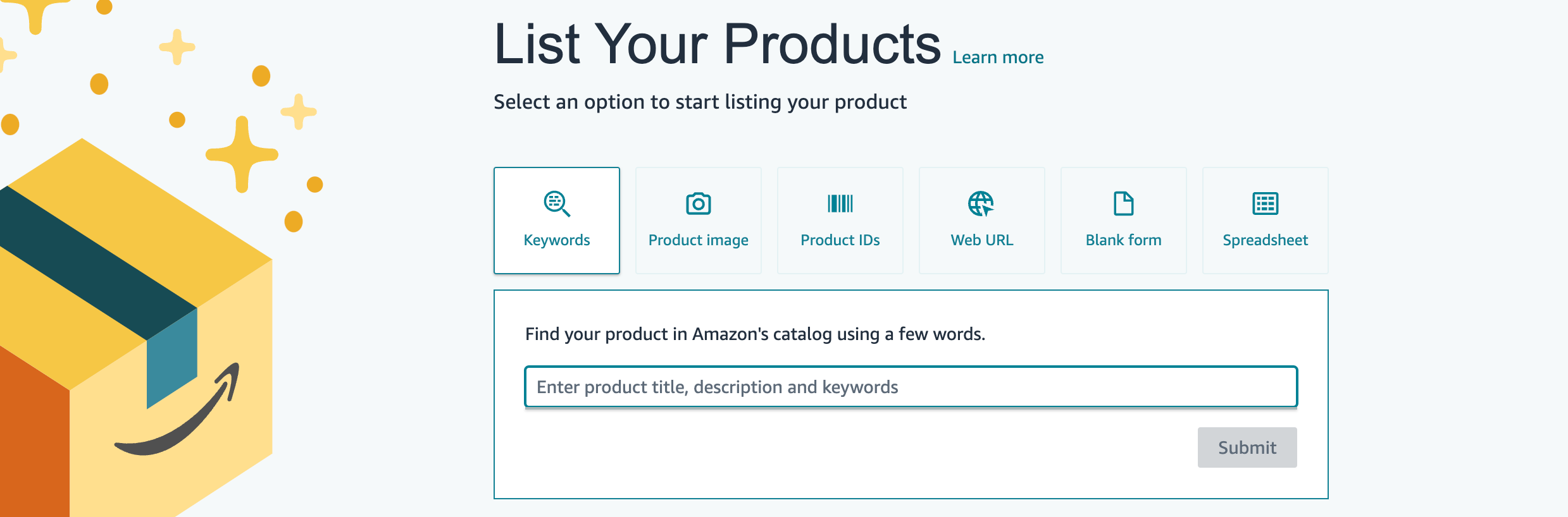 Set up amazon product listings